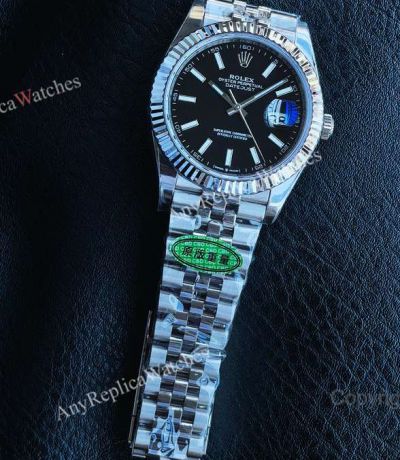 CBD Factory Rolex Datejust Black Face 41mm Dandong 3235 Movement SS Jubilee Band Watch